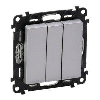 Выключатель трехклавишный Legrand Valena Life 10A 250V алюминий 752603