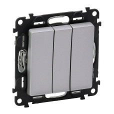 Выключатель трехклавишный Legrand Valena Life 10A 250V алюминий 752603