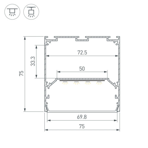 Профиль Arlight LINE-M-7575-3000 ANOD 056346