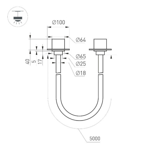 Подвесной светильник Arlight SP-TROPIC-BUILT-TRIMLESS-R18-L5000-58W Day4000 (BK, 360 deg, 230V) 043387