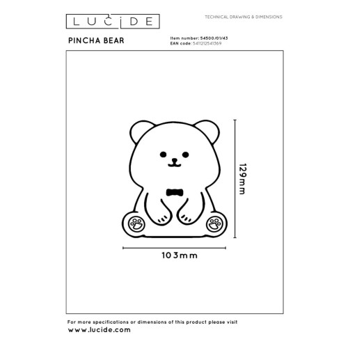 Настольная лампа Lucide Pincha Bear 54500/01/43