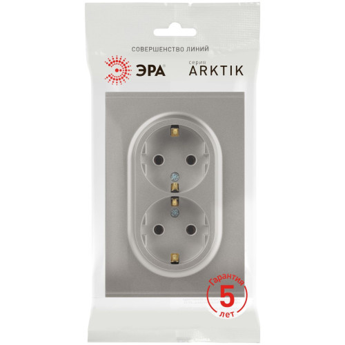 Розетка Эра Arktik 16-2104-07 двойная с заземлением 2X2P+E Schuko 16А-250В титан Б0070450