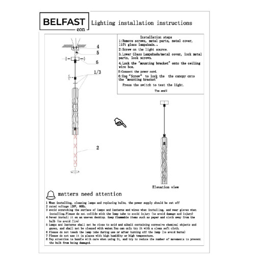 Подвесной светильник Belfast Grosvenor 167-1 CR CA