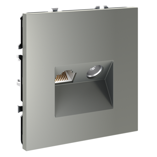 Розетка телевизионная встраиваемая Voltum S70 TV+RJ45 кат. 6, (сталь) VLS060705
