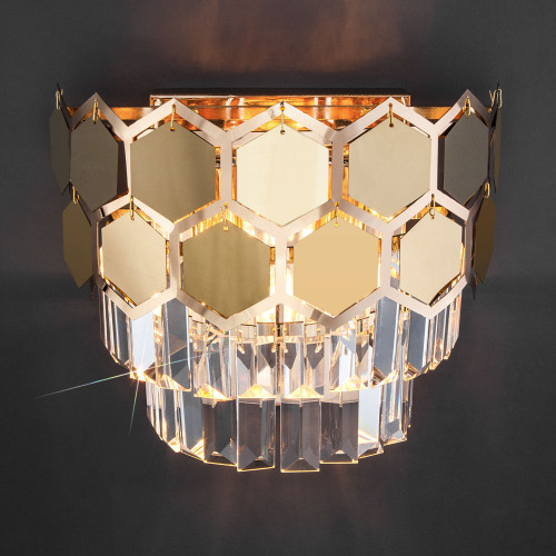 Настенный светильник Eurosvet Ariana 10124/2 золото/прозрачный хрусталь Strotskis (10113/2)