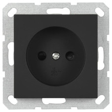 Розетка Jasmart без заземления с защитными шторками 16A 250V 2P черный матовый (soft touch) G5503PB