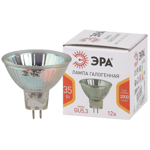 Лампа галогенная Эра GU5.3 35W 3000K GU5.3-MR16-35W-12V-CL Б0051797