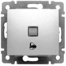 Выключатель кнопочный одноклавишный Legrand Valena 10A 250V с подсветкой Звонок алюминий 770115