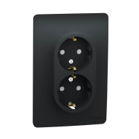 Розетка двойная, со шторками, с заземлением Schneider Electric Unica New NU206754