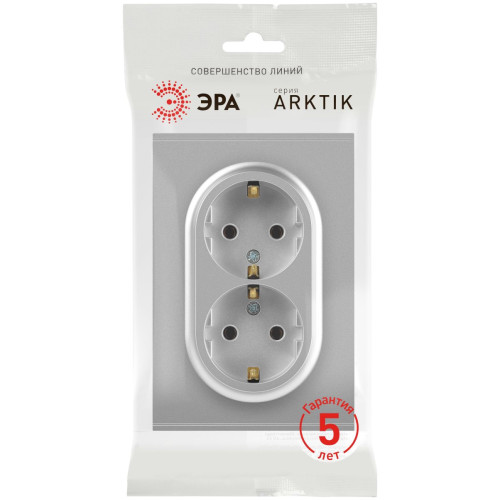 Розетка Эра Arktik 16-2104-03 двойная с заземлением 2X2P+E Schuko 16А-250В алюминий Б0070446