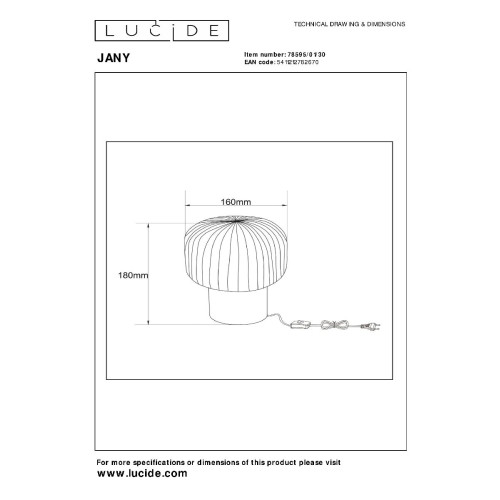Настольная лампа Lucide Jany 78595/01/30