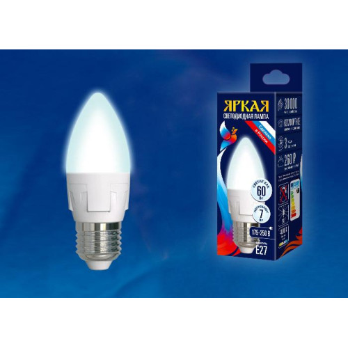 Лампа светодиодная (UL-00002411) Uniel E14 7W 4000K матовая LED-C37 7W/NW/E14/FR PLP01WH