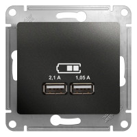 Розетка USB 5В/2,1А, 2х5В/1,05А Systeme Electric Glossa Антрацит GSL000733