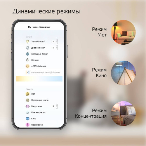 Лампа светодиодная диммируемая филаментная Gauss E14 4,5W 2000-6500K прозрачная 1280112