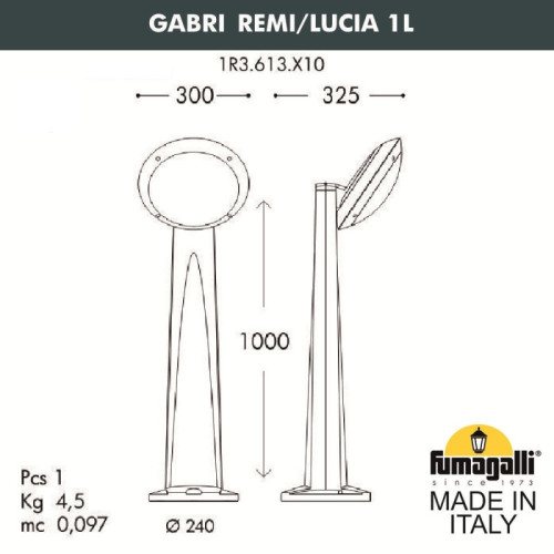 Садовый светильник Fumagalli 1R3.613.X10.WYE27