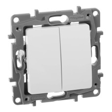 Выключатель двухклавишный Legrand Etika 10A 250V белый 672202