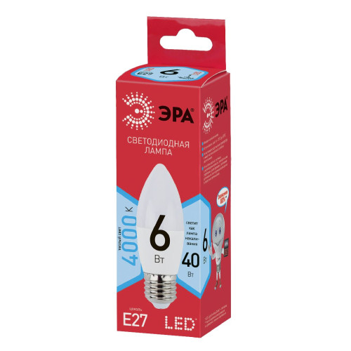 Лампа светодиодная Эра E27 6W 4000K ECO LED B35-6W-840-E27 Б0020621