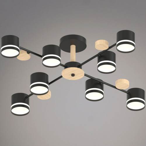 Люстра на штанге Reluce 68730-0.3-08 GX53 BK+WOOD Люстра на штанге Reluce 68730-0.3-08 GX53 BK+WOOD