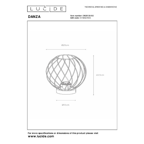 Настольная лампа Lucide Danza 21528/25/02