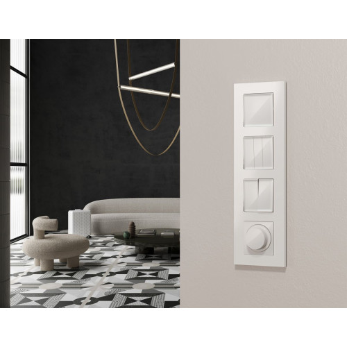 Комплект механизма 2-клавишного перекрестного выключателя 10A-250V Alfa Белый глянец Quant Ambrella Volt MA103030 (AP1030, VM125)