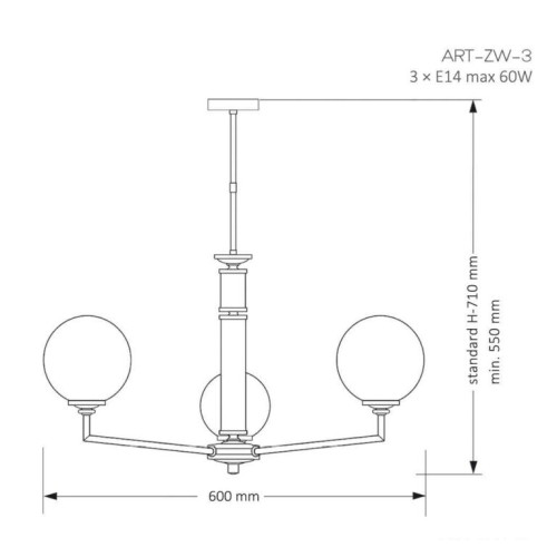 Подвесная люстра Kutek Mood Artu Glass ART-ZW-3 (N) G