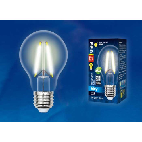 Лампа светодиодная филаментная (UL-00004865) Uniel E27 15W 4000K прозрачная LED-G95-15W/4000K/E27/CL PLS02WH