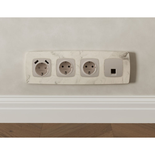 Комплект механизма компьютерной розетки Ambrella Volt RJ-45 (8P8C) CAT6A экранированной с автоматической защитной шторкой OMEGA MO372005 Серо-бежевый матовый QUANT (OP3720, VM185)