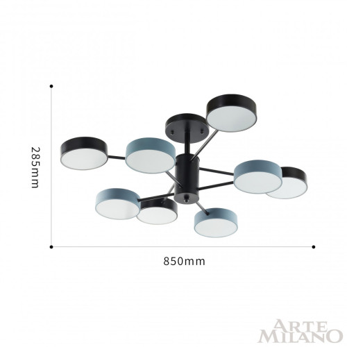 Люстра на штанге Arte Milano Ferrara 250906/8B Bk/Gr