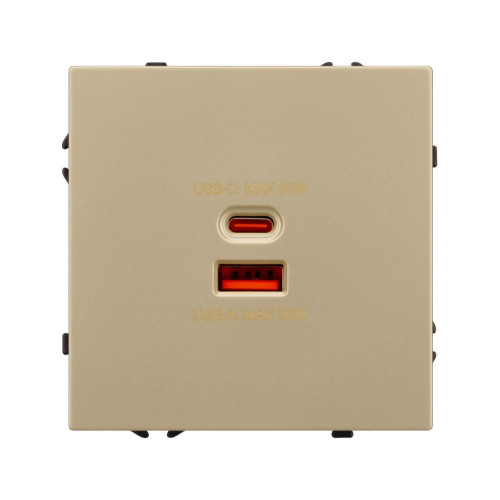 Механизм розетки с быстрой USB зарядкой Arlight SCT-NOBE-MUAC-SFPL-FC-GD (65W, QC3) 054318
