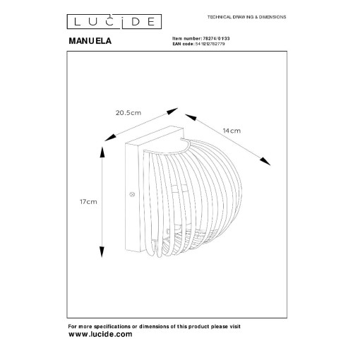 Настенный светильник Lucide Manuela 78274/01/33