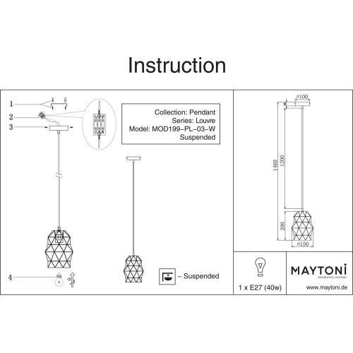 Подвесной светильник Maytoni Louvre MOD199-PL-03-W
