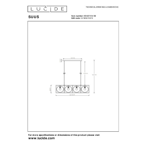 Подвесной светильник Lucide Suus 00427/04/30