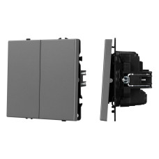 Механизм выключателя двухклавишный перекрёстный Arlight SWT-NOBE-MKX2-SFPL-GR (230V, 10A) (Серый базальт) 061793