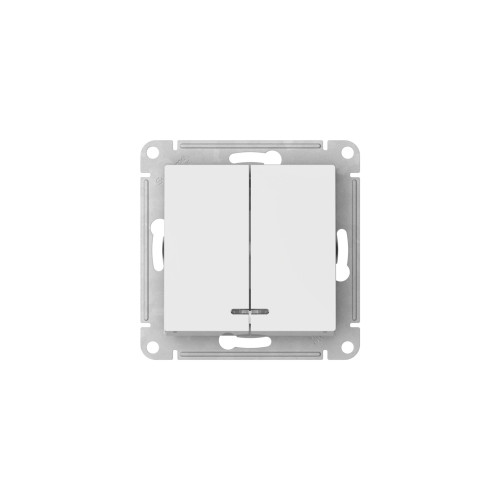 Выключатель 2-клавишный с подсвет.,сх.5а, 10АХ, Systeme Electric AtlasDesign Белый ATN000153S