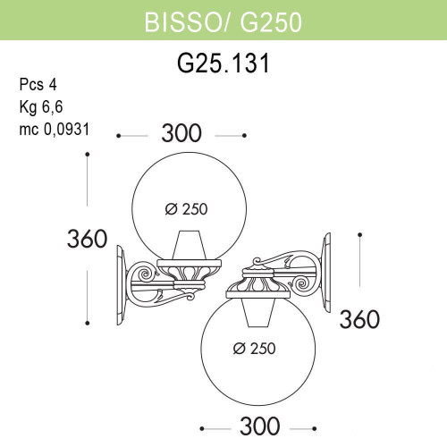 Уличный настенный светильник Fumagalli Bisso/G250 G25.131.000.WZE27