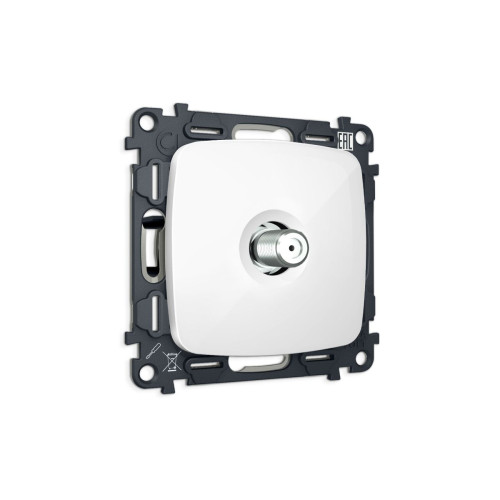 Комплект механизма TV розетки Ambrella Volt SAT 5-2400MHz 3.5dB OMEGA MO113050 Белый глянец QUANT (OP1130, VM215)
