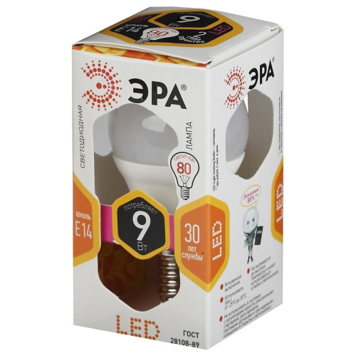 Лампа светодиодная Эра E14 9W 2700K LED P45-9W-827-E14 Б0029041