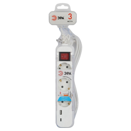 Удлинитель электрический Эра UB-3es-3m-USB Б0052898