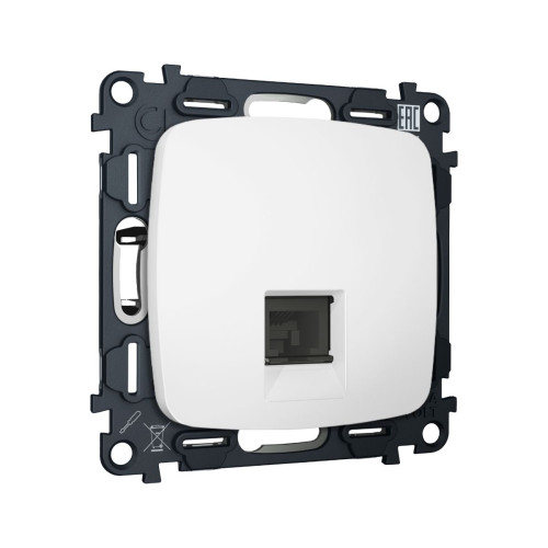 Комплект механизма компьютерной розетки Ambrella Volt RJ-45 (8P8C) CAT6A экранированной с автоматической защитной шторкой OMEGA MO132005 Белый матовый QUANT