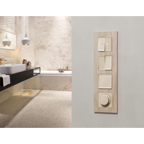 Комплект механизма 2-клавишного перекрестного выключателя 10A-250V Alfa Бежевый матовый Quant Ambrella Volt MA323030 (AP3230, VM125)