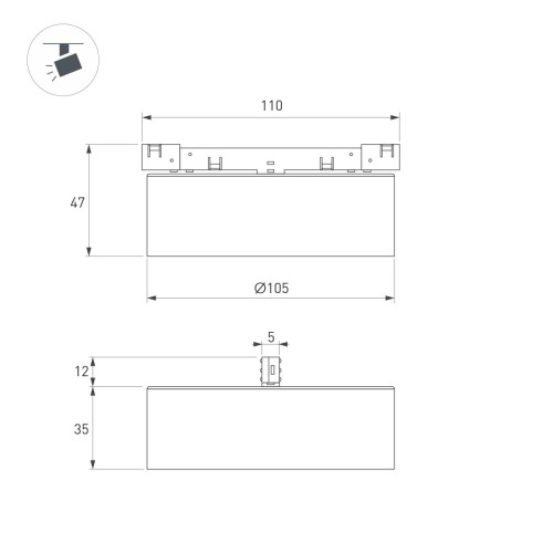 Трековый магнитный светильник Arlight MAG-MICROCOSM-RONDO-R105-10W Day4000 (BK, 90 deg, 24V) (IP20 Металл) 051753