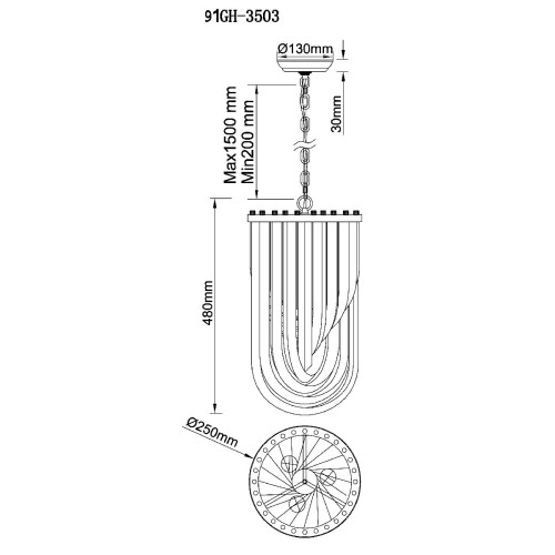 Подвесная люстра Garda Decor 91GH-3503