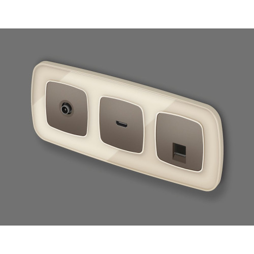 Комплект механизма компьютерной розетки Ambrella Volt RJ-45 (8P8C) CAT6A экранированной с автоматической защитной шторкой OMEGA MO642005 Темная бронза матовый QUANT (OP6420, VM185)