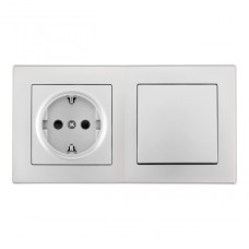 Выключатель одноклавишный с розеткой Arte Milano SET06-2-30-1-40-1 silver