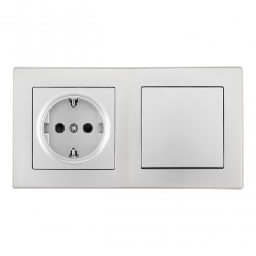 Выключатель одноклавишный с розеткой Arte Milano SET06-2-30-1-40-1 silver
