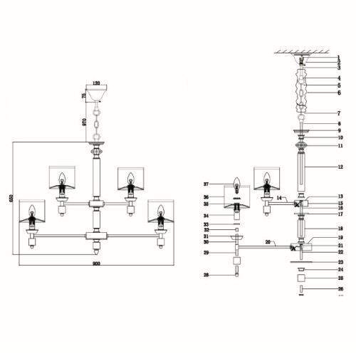 Подвесная люстра Lumien Hall Vivien LH1038/15H-NK-WT