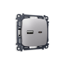 Комплект механизма розетки 2USB A+C 20W 3000mA (быстрая зарядка) Ambrella Volt Omega MO511010