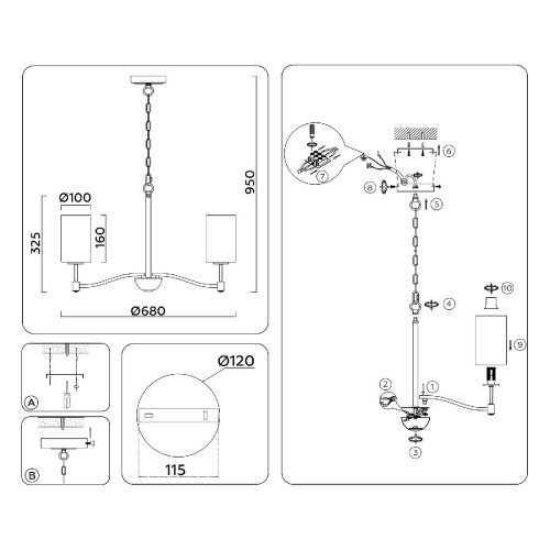 Подвесная люстра Ambrella Light High Light Heigh Light LH56053