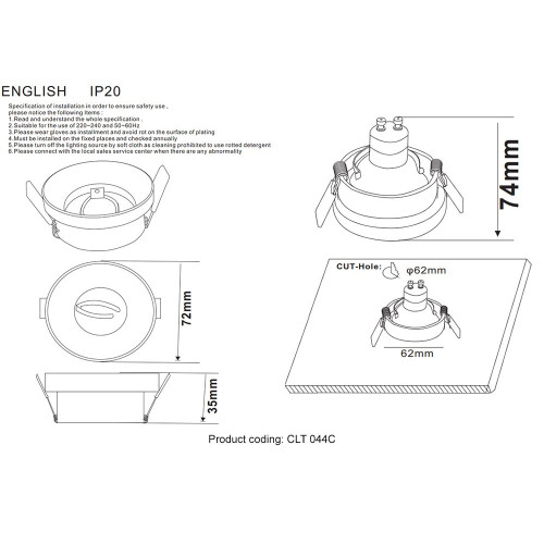 Встраиваемый светильник Crystal Lux CLT 044C WH