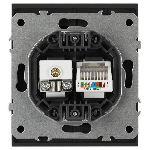 Розетка Эра Arktik 16-3110-05 комбинированная RJ45+TV антрацит Б0070498